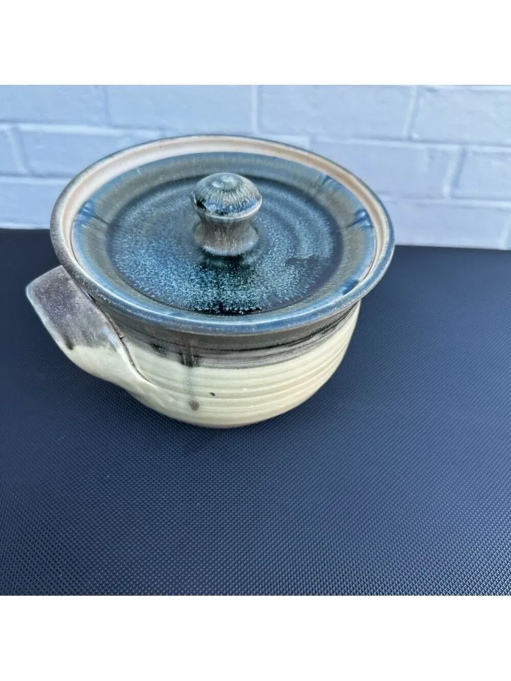 Handcrafted Ceramic Art Pottery Casserole Dish Lid+Loop+Handles Signed by Artist